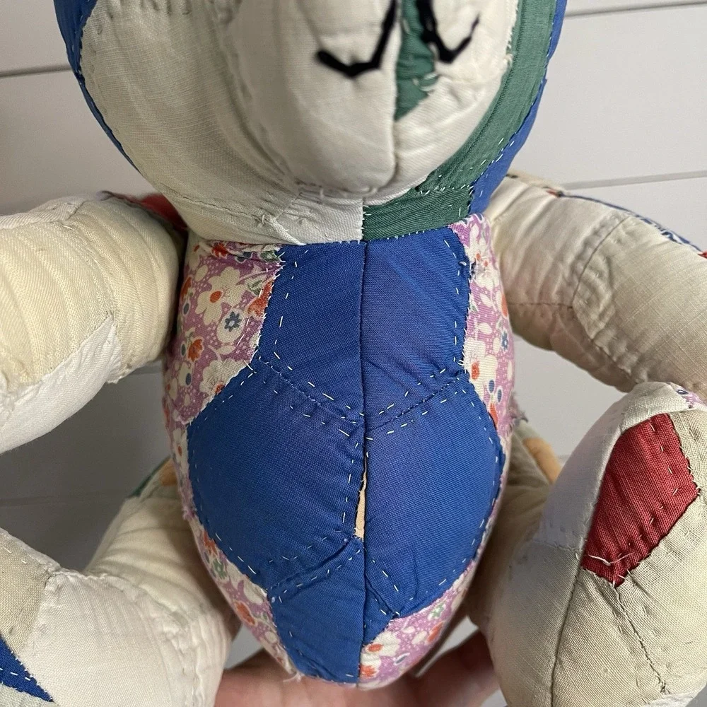 Vintage Handmade Patchwork Quilt Teddy Bear 10